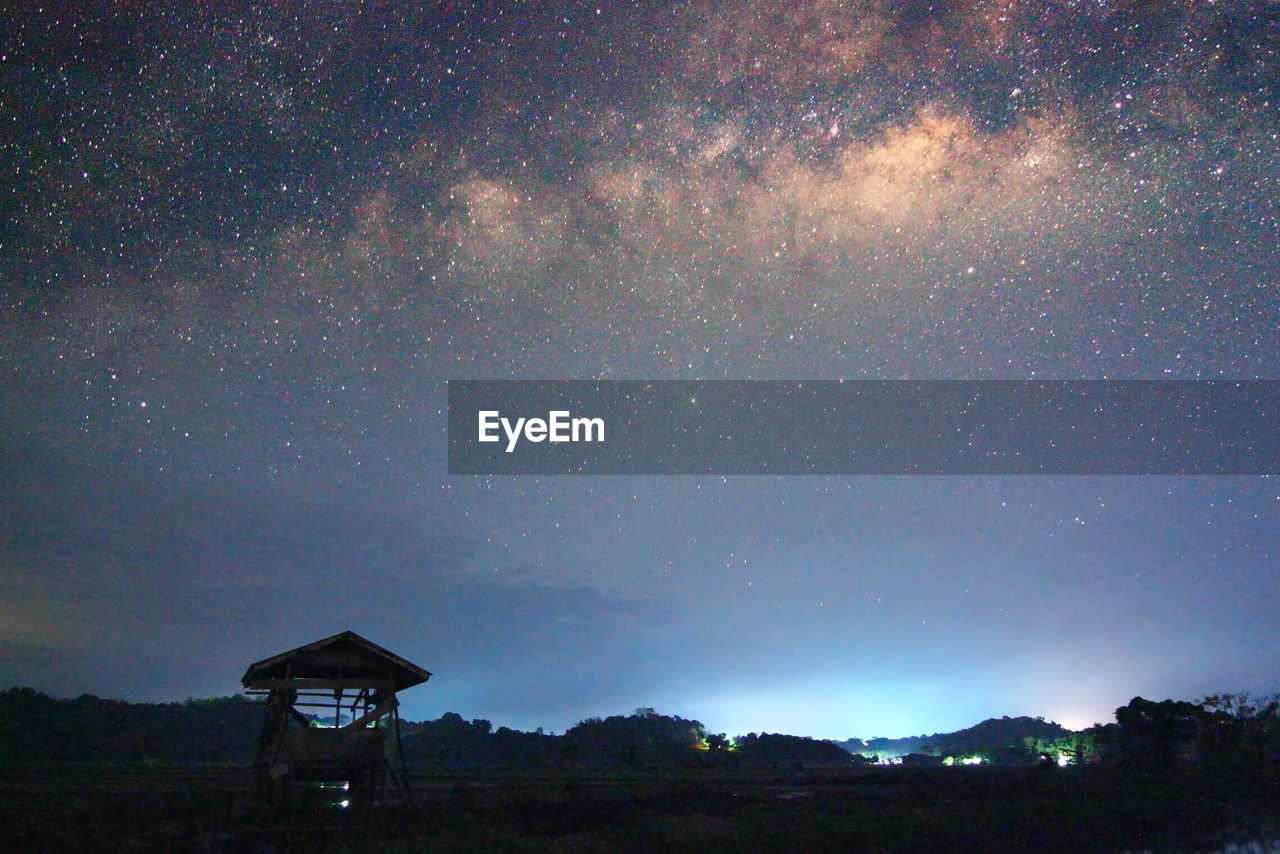 Milky way galaxy rising during summer