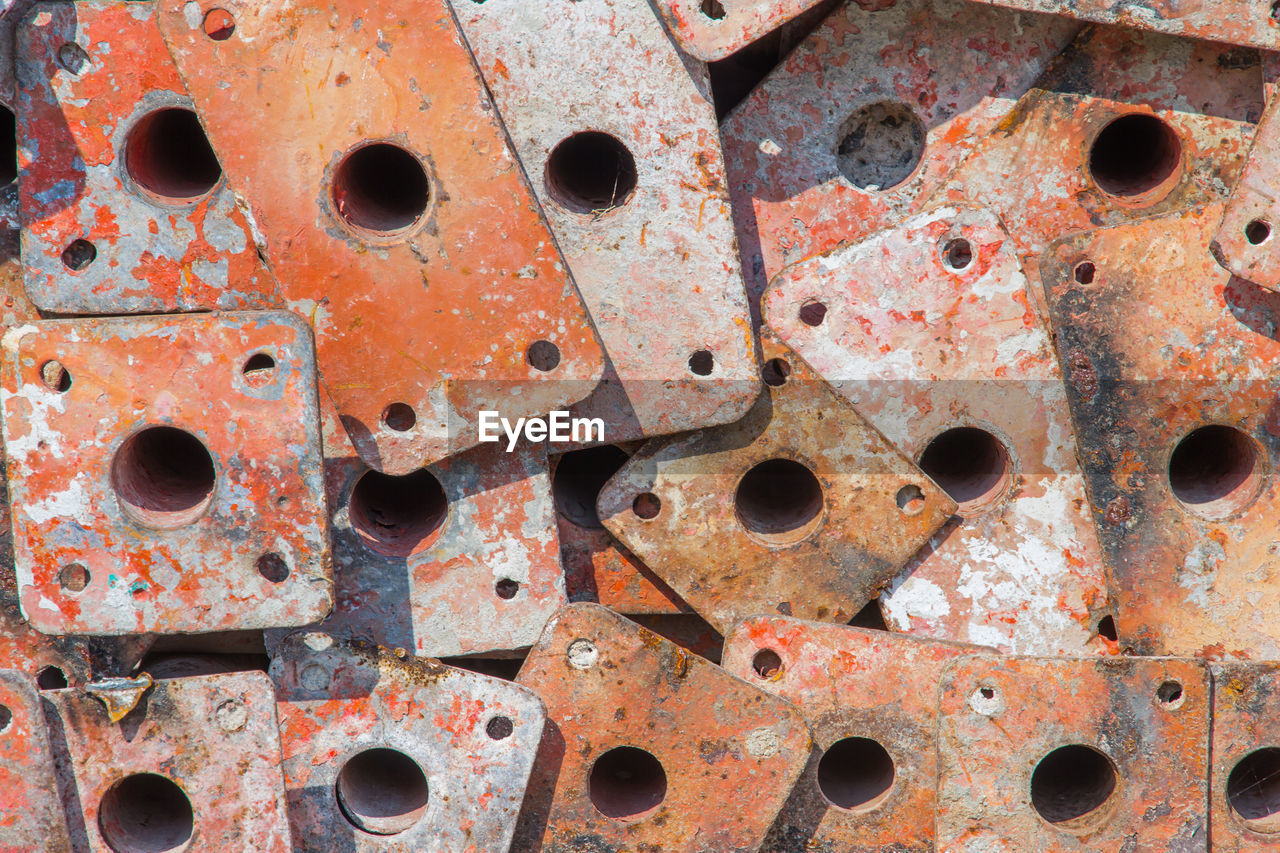 Full frame shot of rusty metal pipes