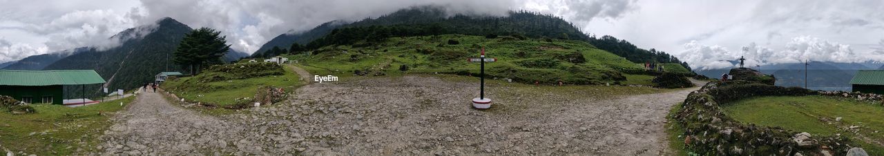 PANORAMIC SHOT OF TREES ON LANDSCAPE AGAINST SKY