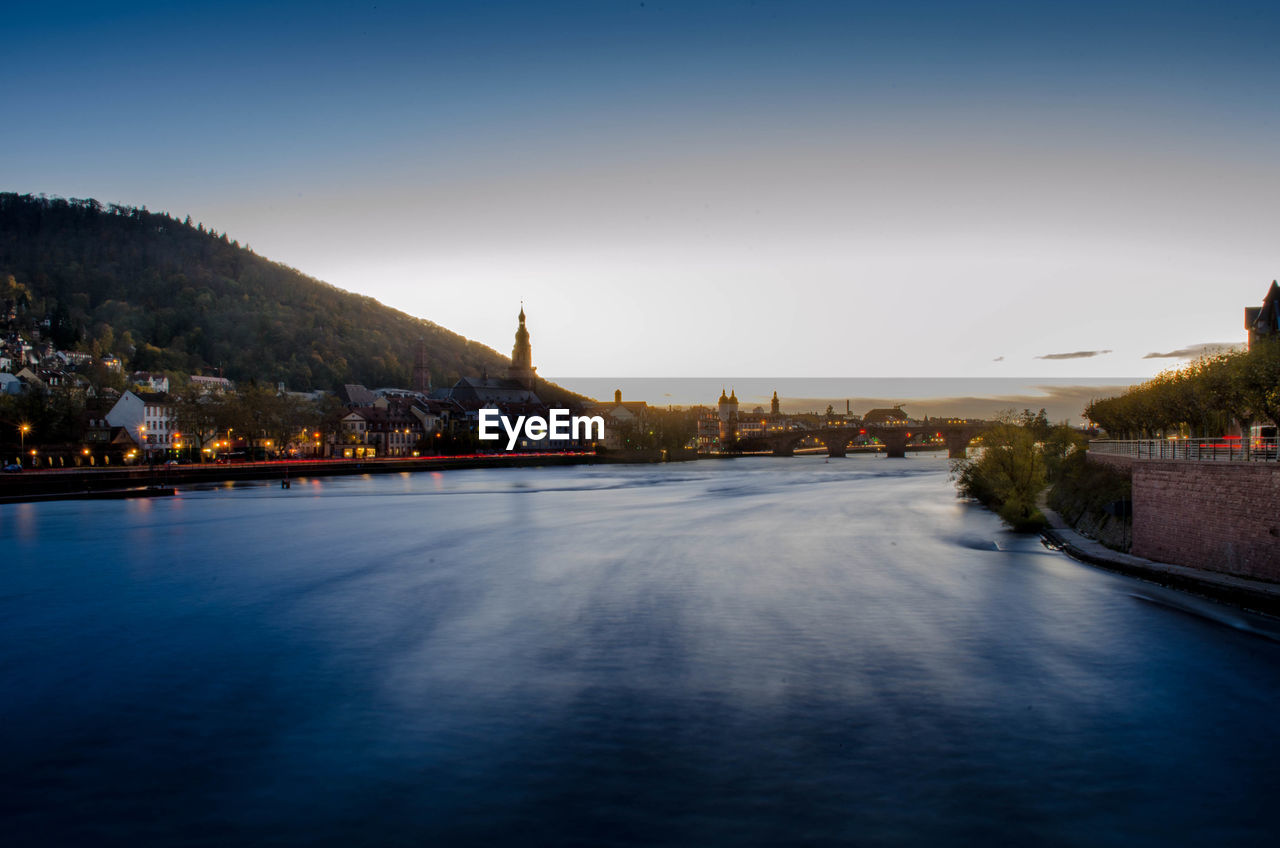 View of river with city in background