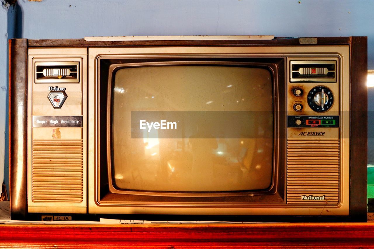 Close-up of vintage television