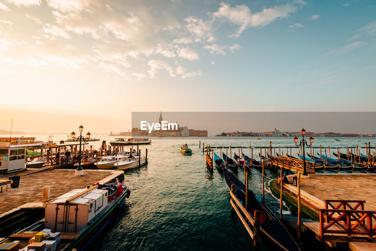 Venice pier at sunrise with the island of giudecca in the background