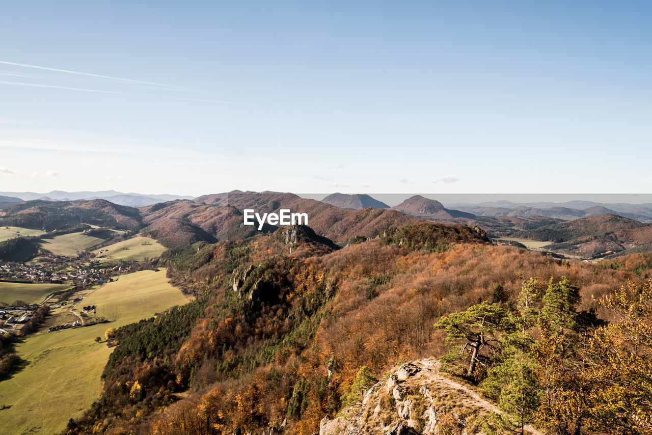 Scenic view of mountains against clear sky