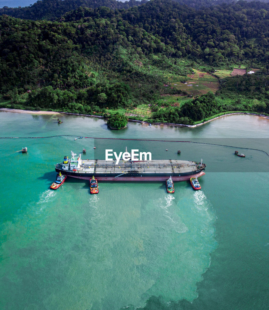 High angle view of boats in sea