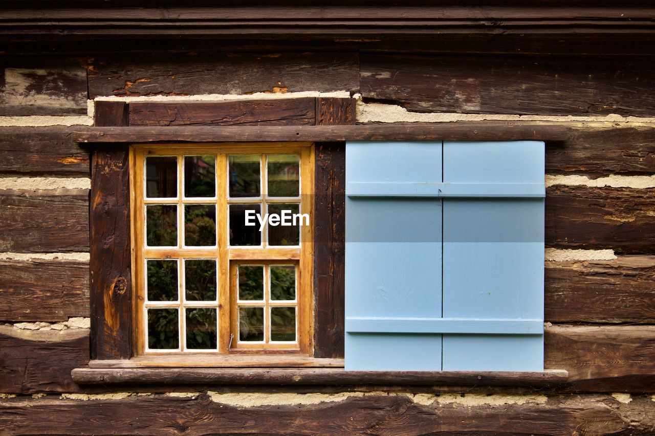 Window in a wooden cabin