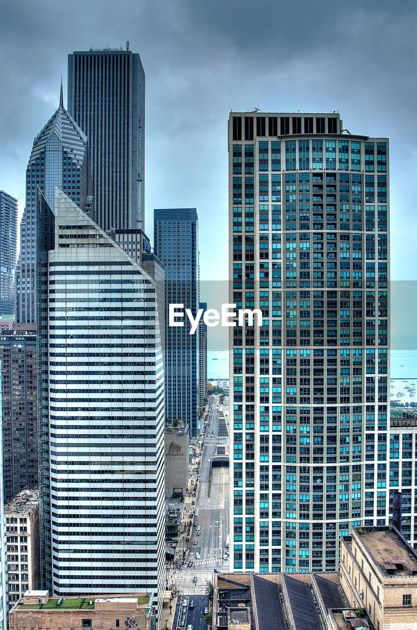 Low angle view of skyscrapers against sky