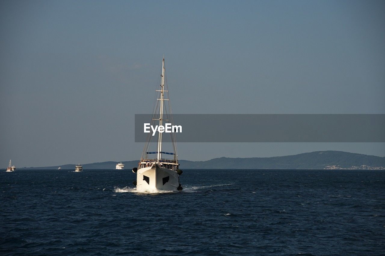 Boats and sailboats sailing on adriatic sea, croatia