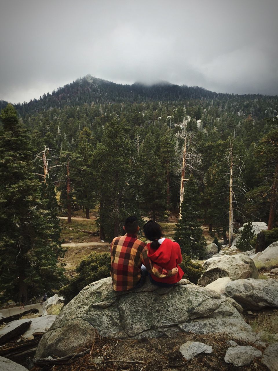 Couple on rocky mountain