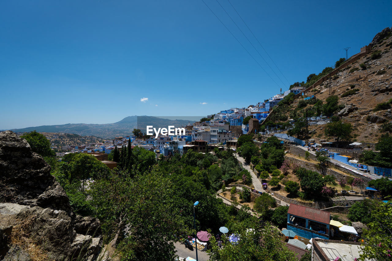 High angle view of townscape against sky