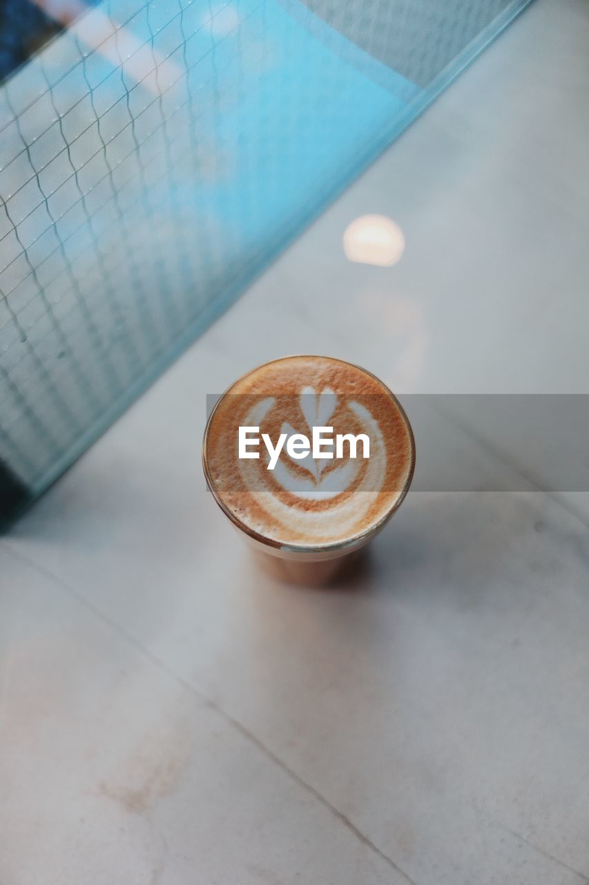 High angle view of coffee on table