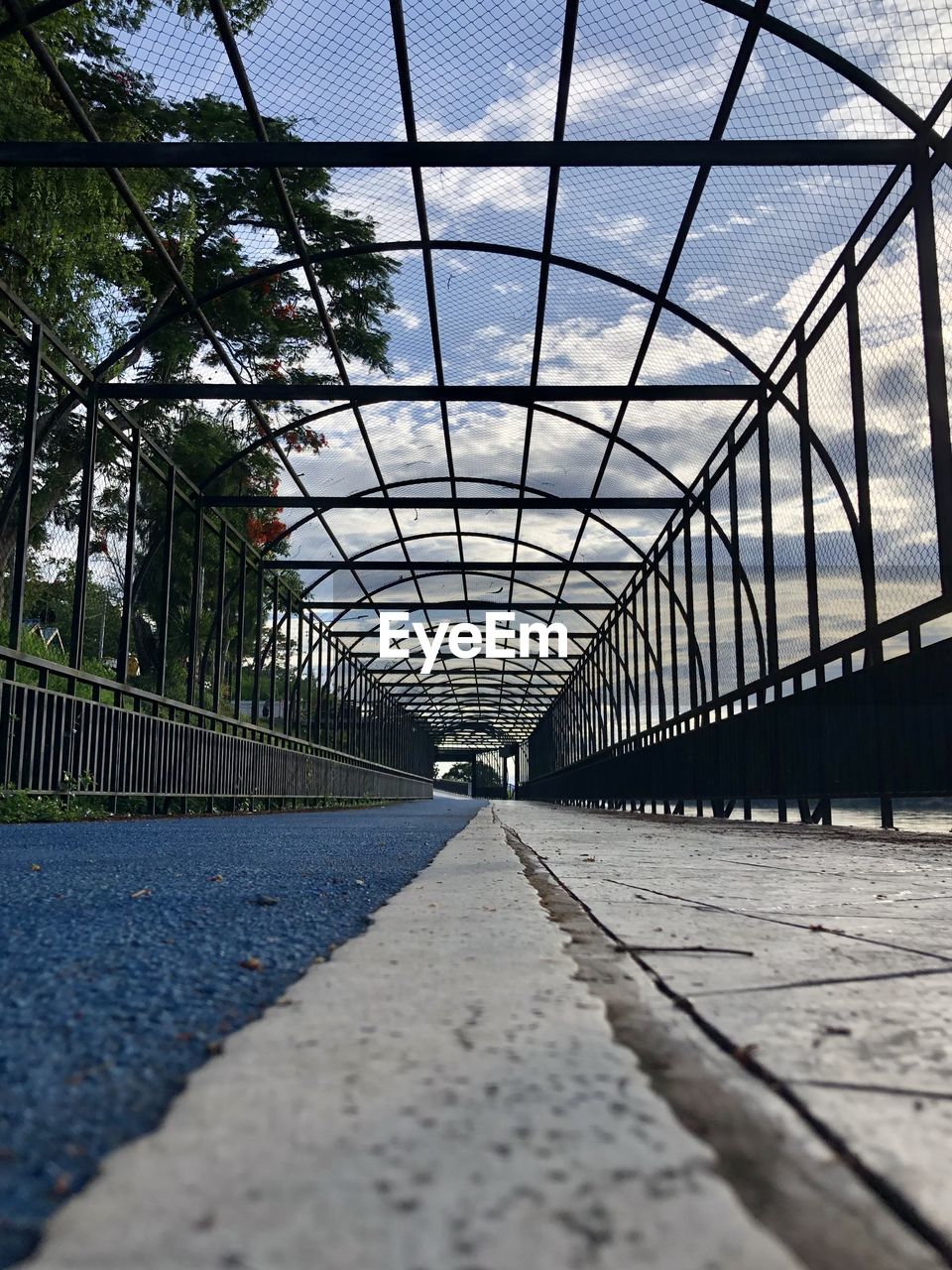 architecture, built structure, urban area, the way forward, day, no people, diminishing perspective, nature, transportation, outdoors, footpath, plant, bridge, sunlight, metal, city, greenhouse, line, sky, outdoor structure, shadow, vanishing point, tree
