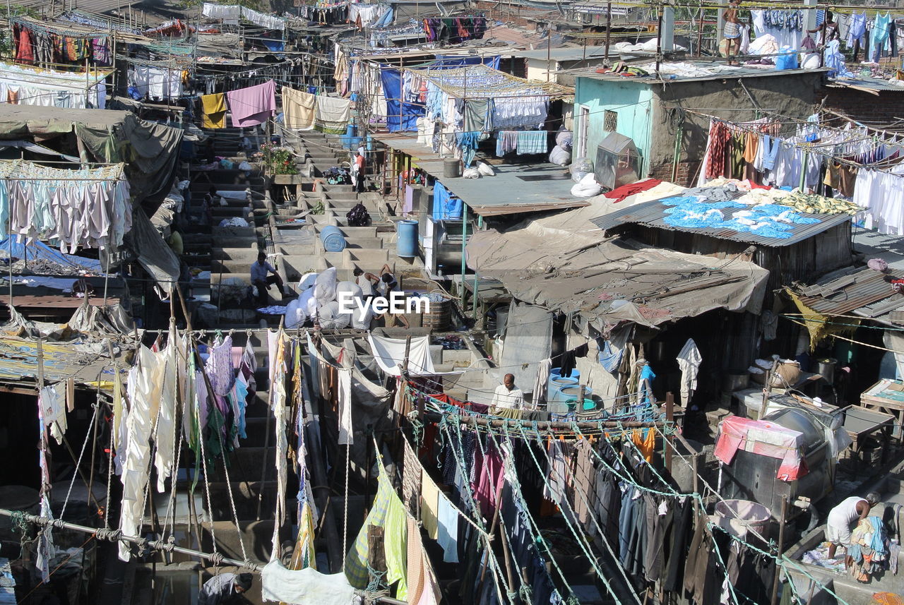 Aerial view of clothes drying