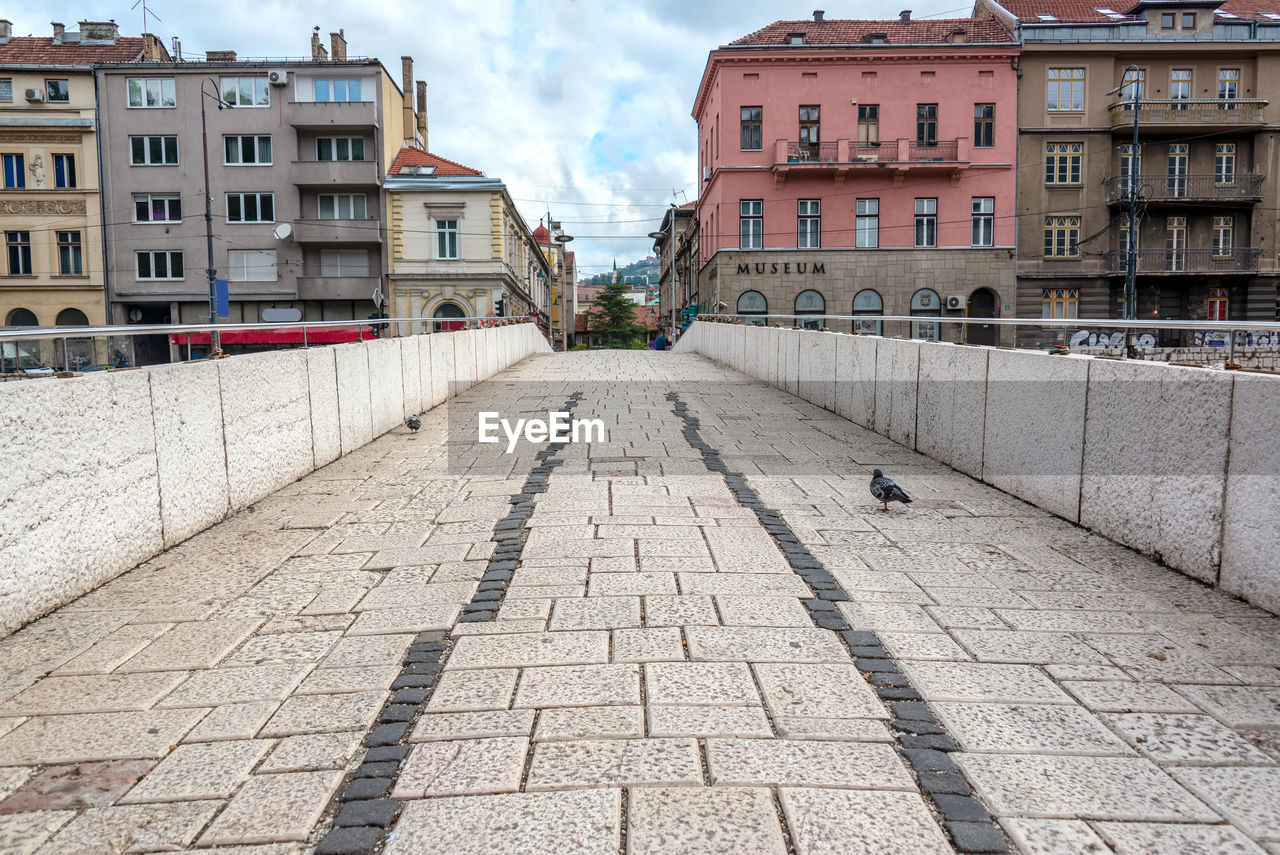 VIEW OF FOOTPATH AMIDST BUILDINGS