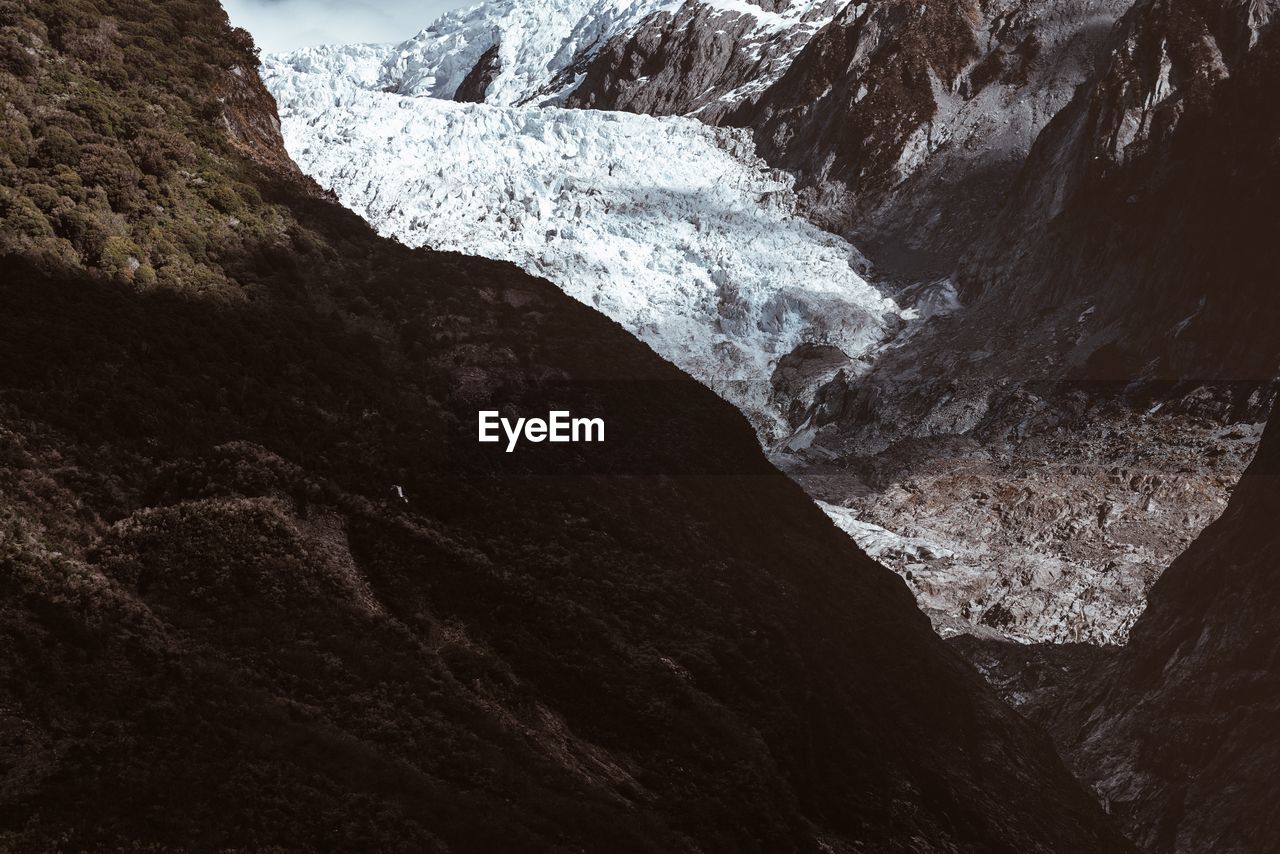 Low angle view of snow covered mountain