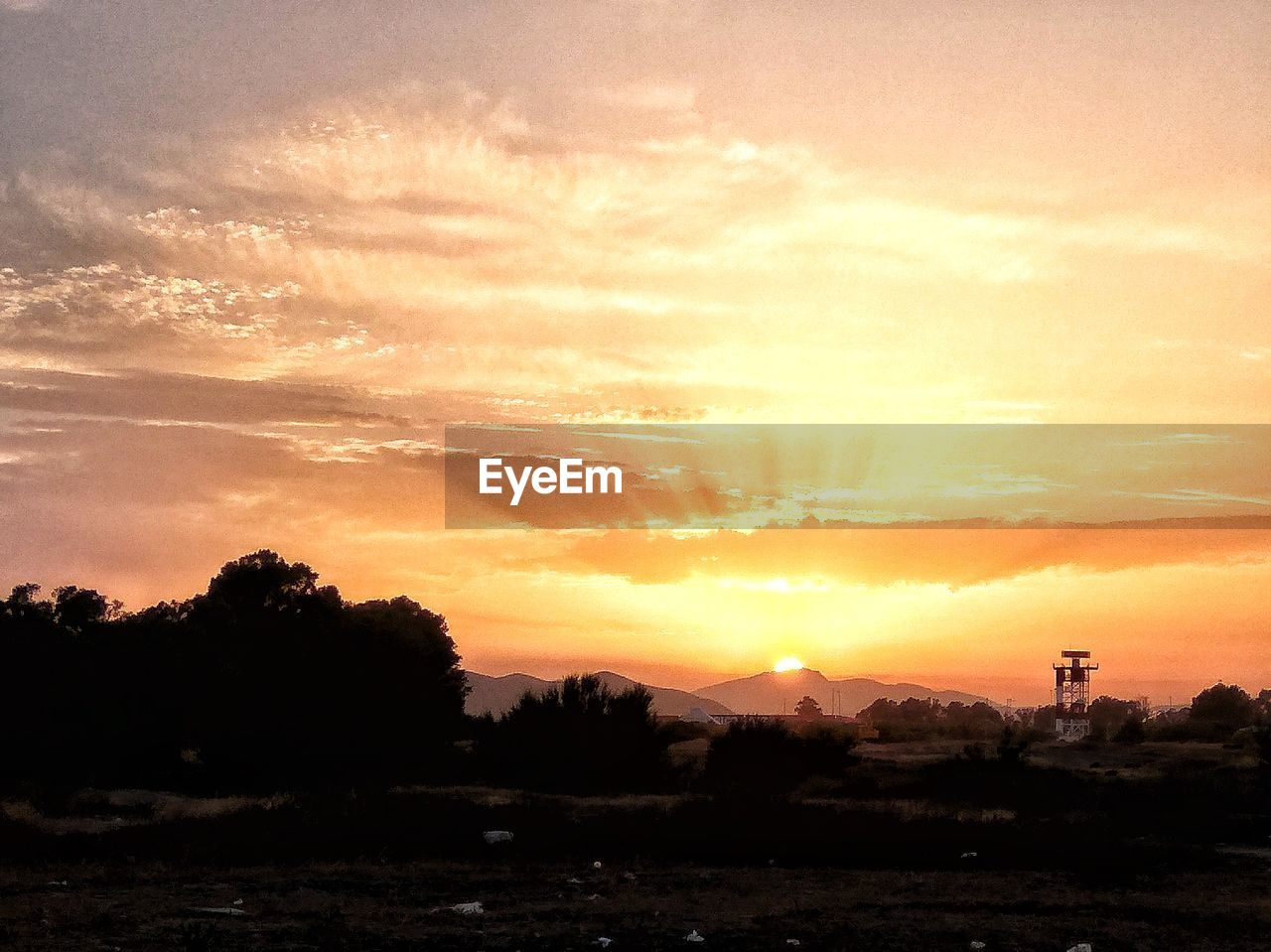 SILHOUETTE OF FIELD AT SUNSET