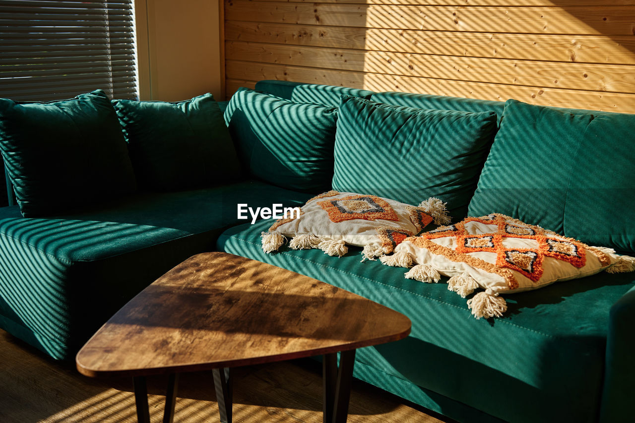 Interior with sofa and coffee table