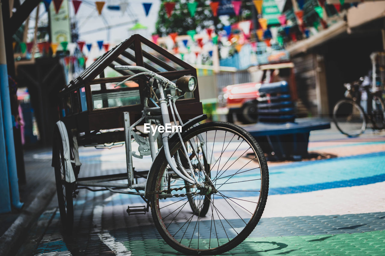 Bicycle parked on street