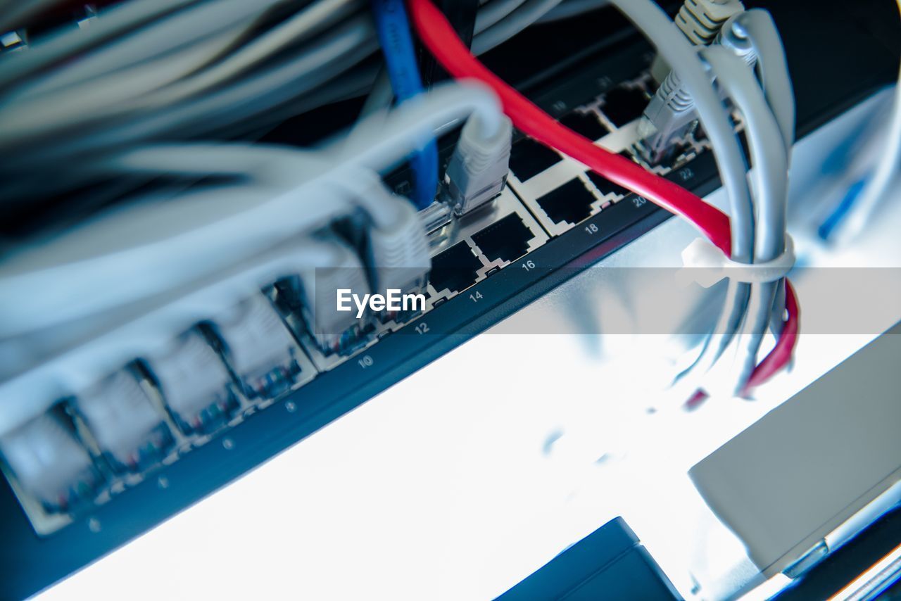 technology, internet, computer network, cable, computer, wireless technology, communication, computer cable, computer equipment, network connection plug, electronics industry, industry, blue, equipment, close-up, network server, business, indoors, computer part, complexity, electronic device, global communications, science, no people, electricity, office, telecommunications equipment