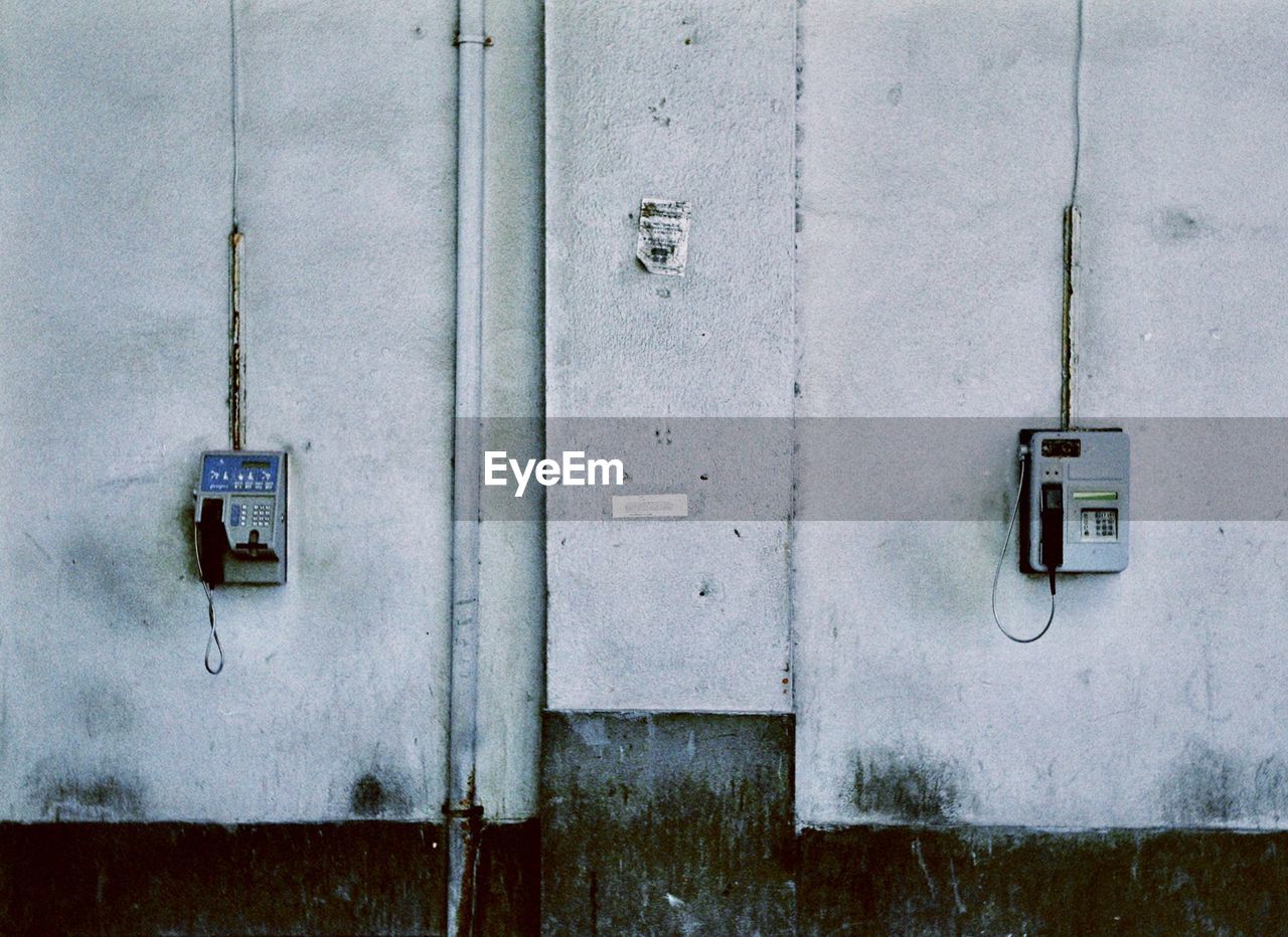 wall, no people, protection, wall - building feature, white, door, security, entrance, lock, metal, day, closed, close-up, built structure, architecture, blue, outdoors, full frame, communication, old