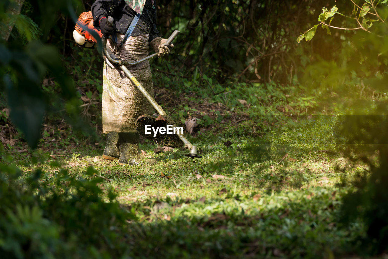 Man working on field
