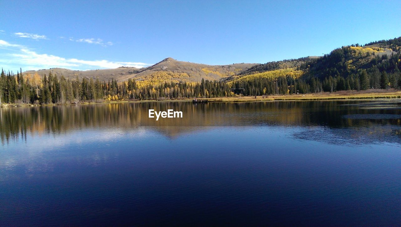 Scenic view of calm lake against sky