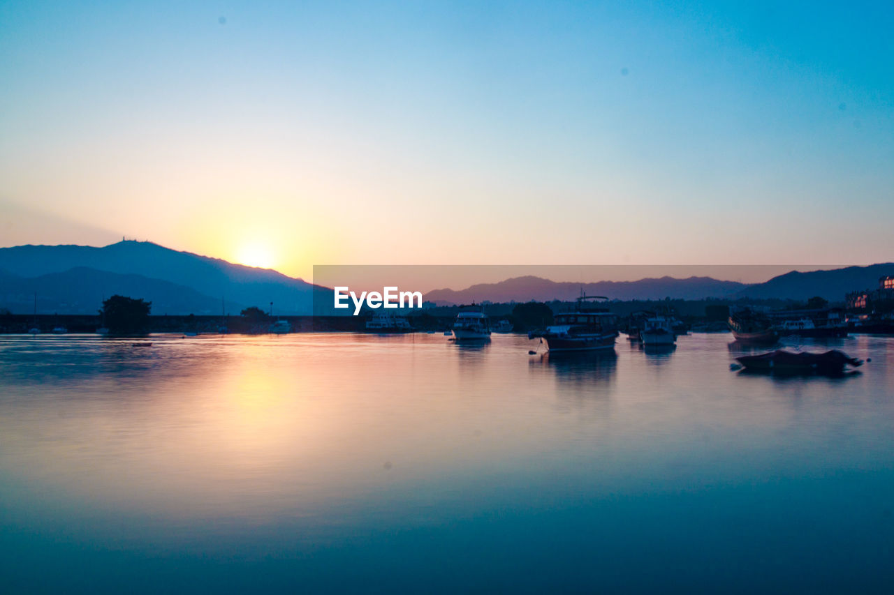 SCENIC VIEW OF LAKE AGAINST CLEAR SKY