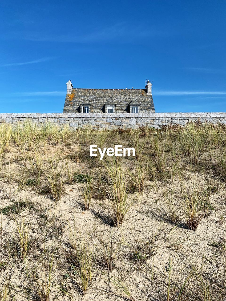 Low angle view of building against blue sky