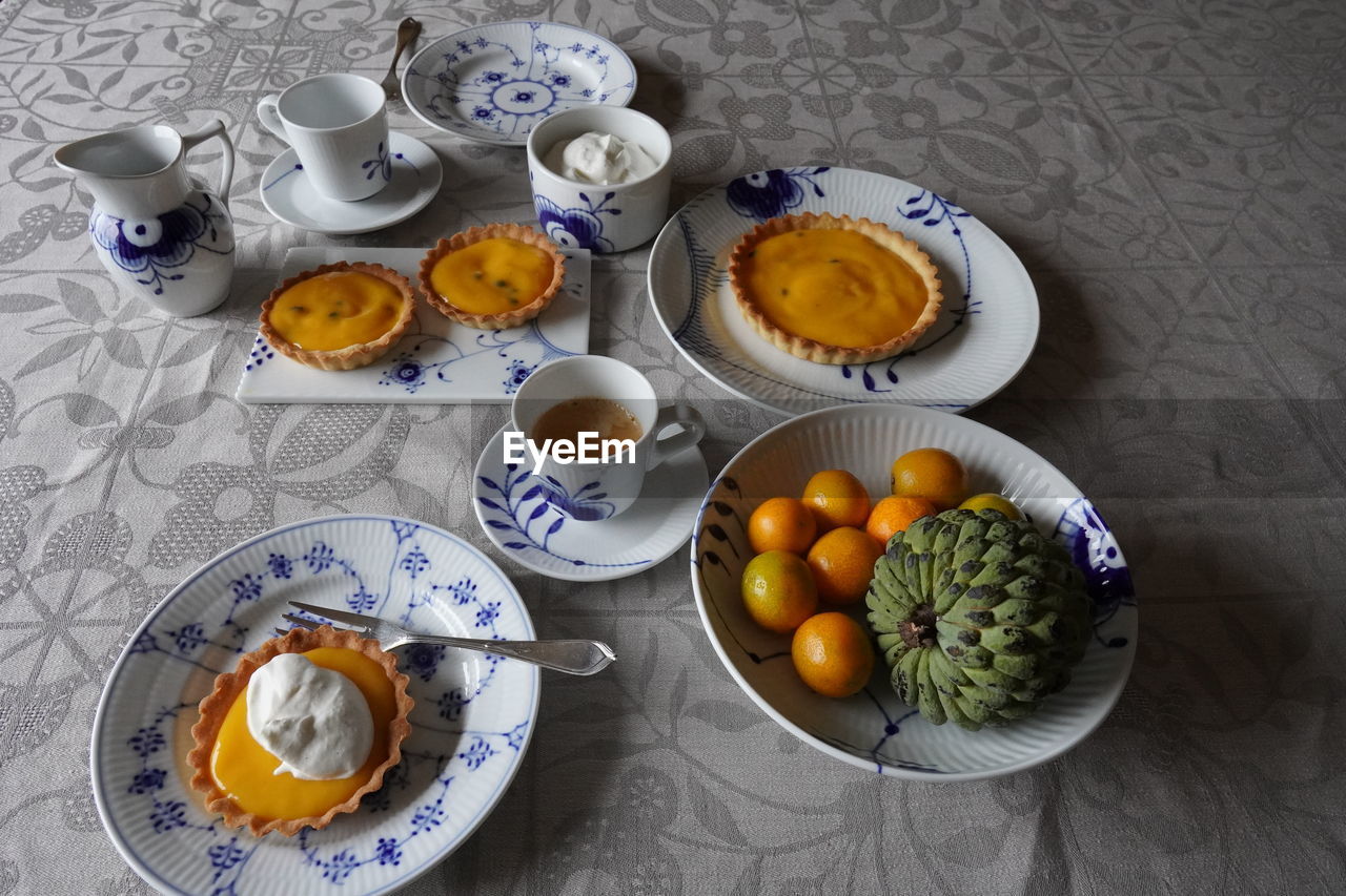 High angle view of food on table