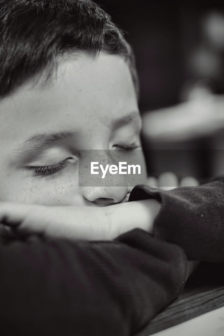 Close-up of boy sleeping