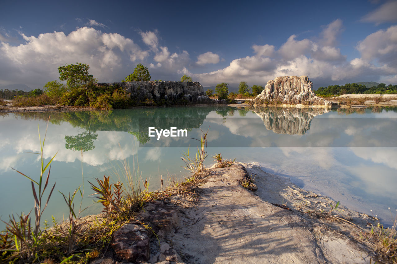 Scenic view of lake against sky