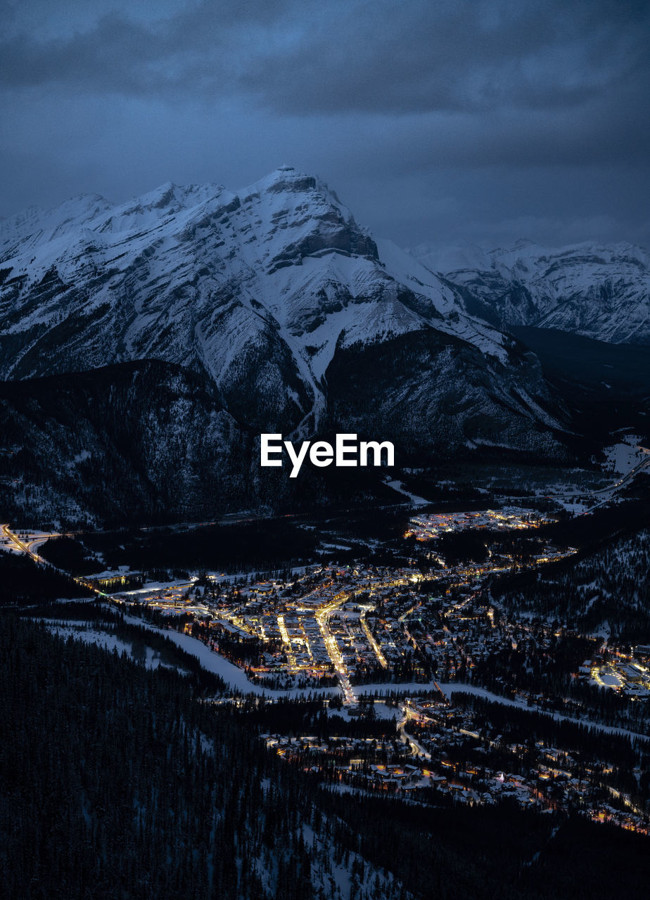 Banff lights in the evening from sulphur mountain 