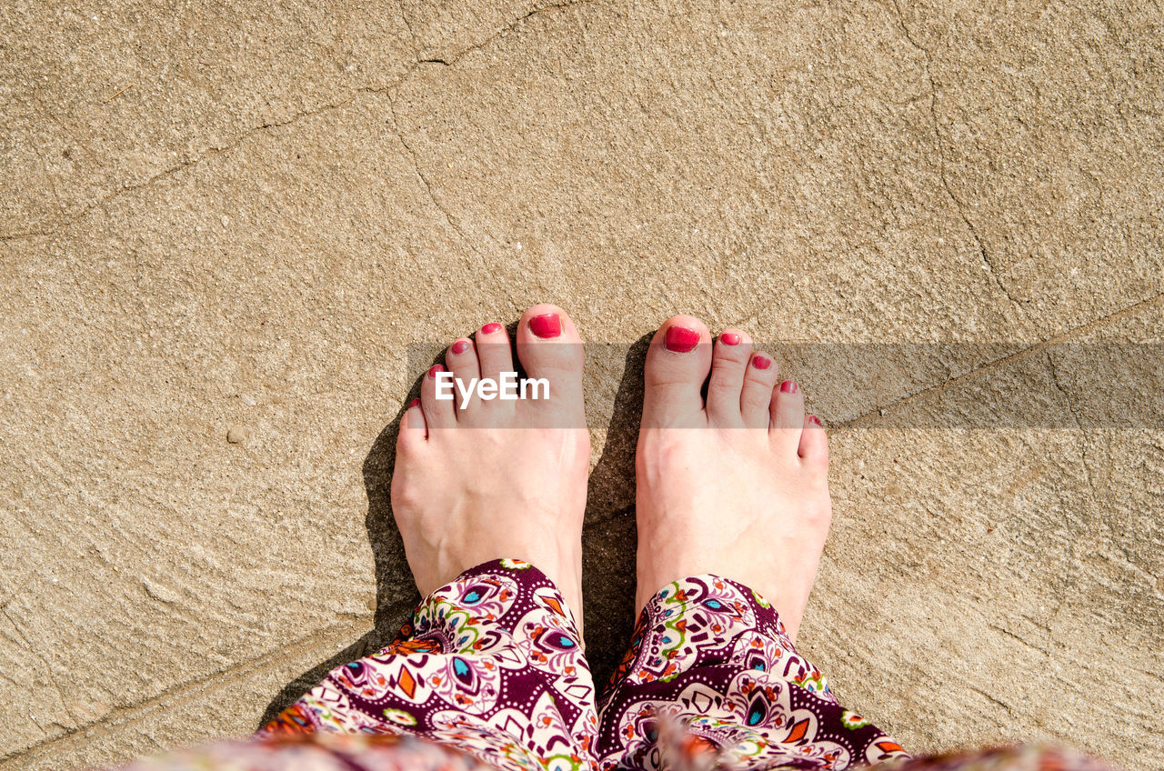 Low section of women with painted toenail