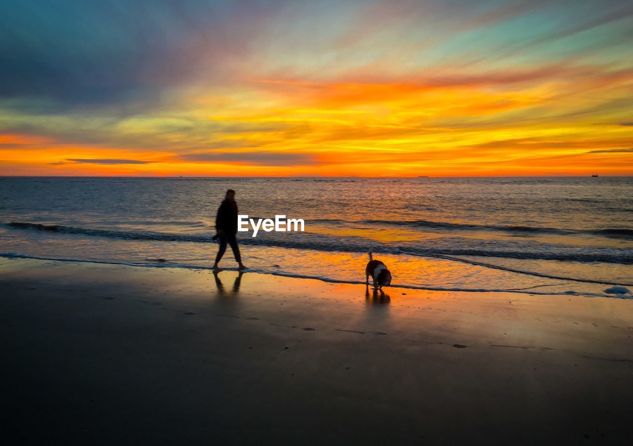 SILHOUETTE PEOPLE AT BEACH DURING SUNSET