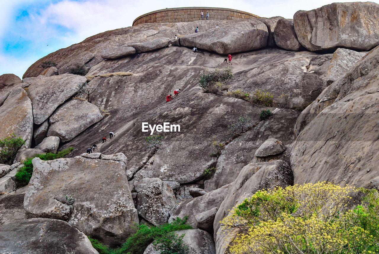 Rocky mountains against sky, inside chitradurga fort.