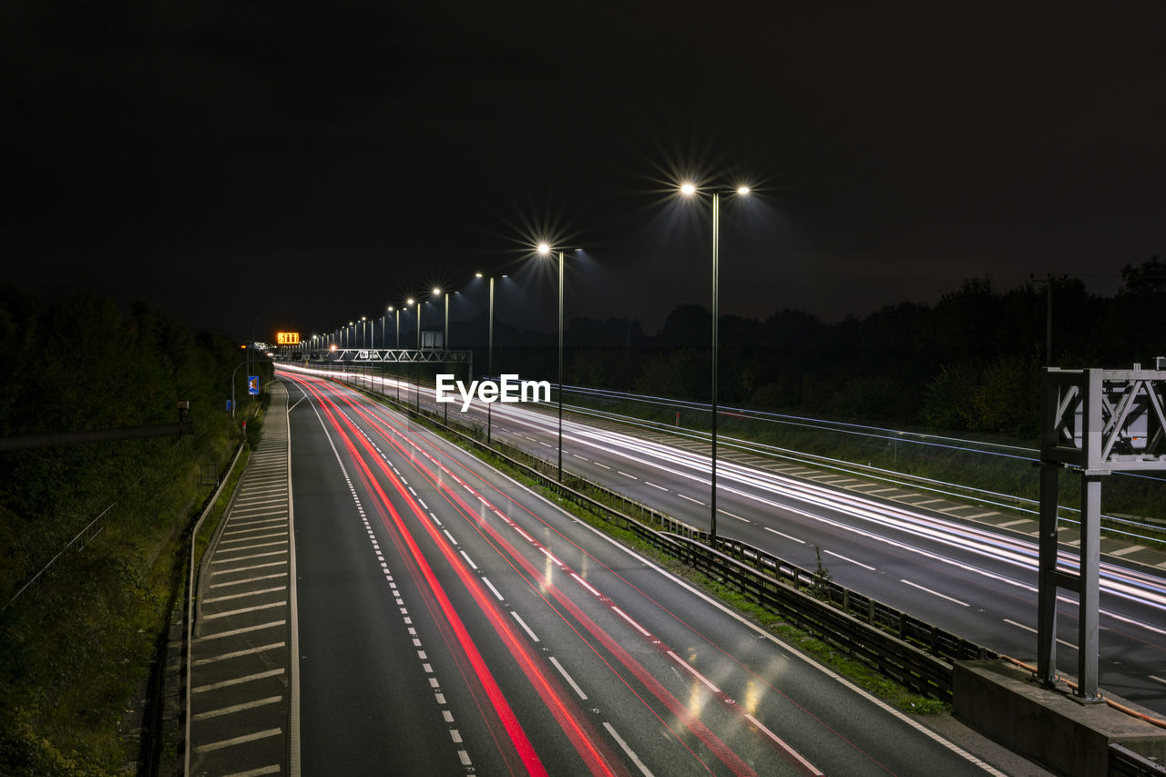 Light trails on highway at night