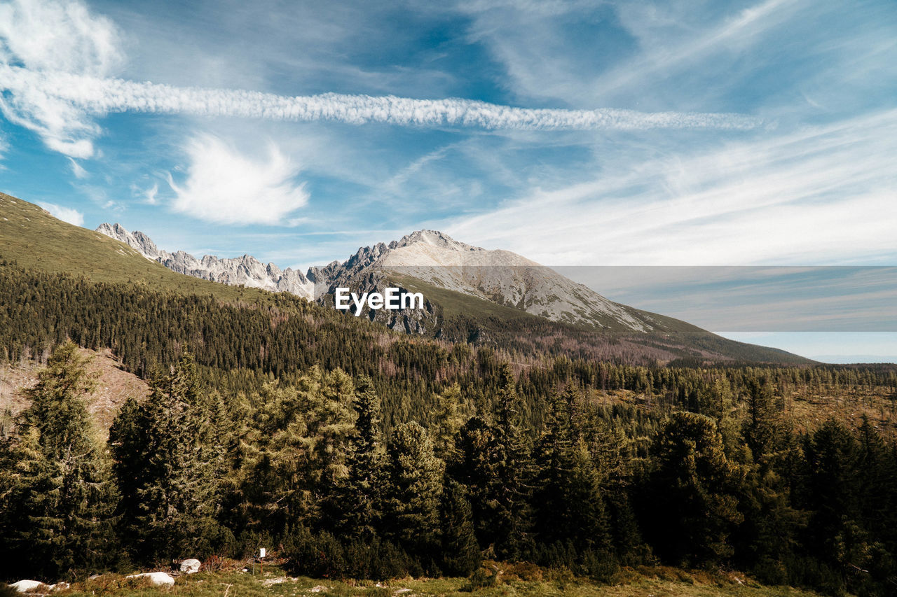 Panoramic view of mountain range against sky