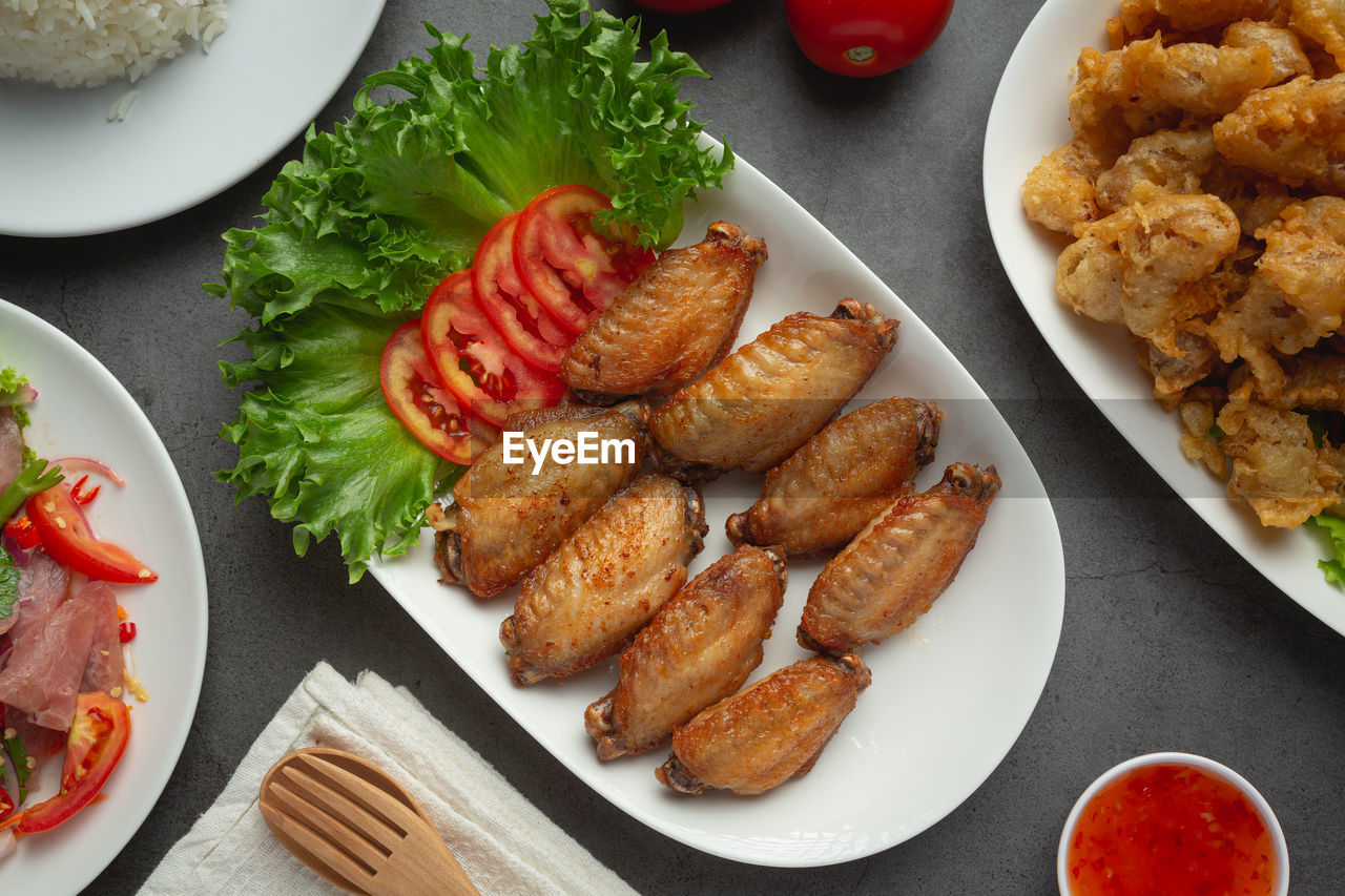 high angle view of meal served in plate