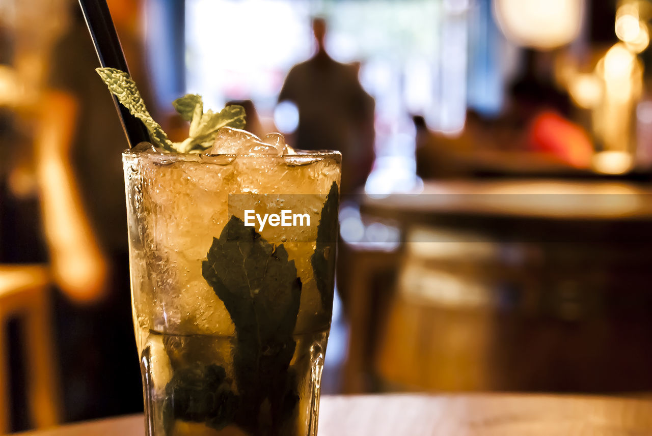 Close-up of drink on table at bar