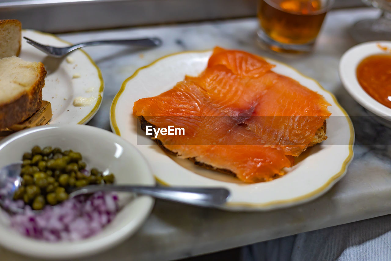 A fresh plate of colorful salmon