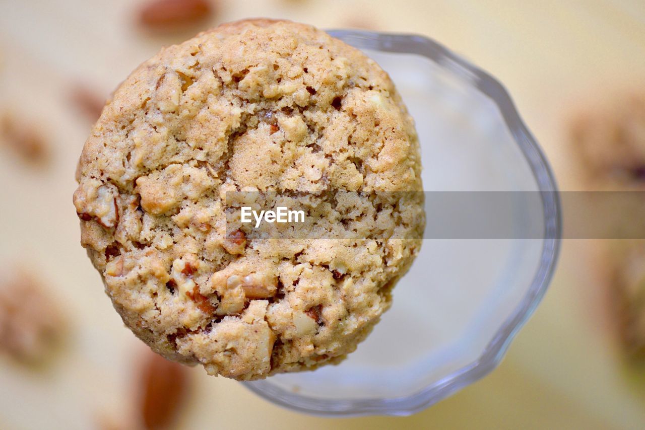 Directly above shot of cookie in plate