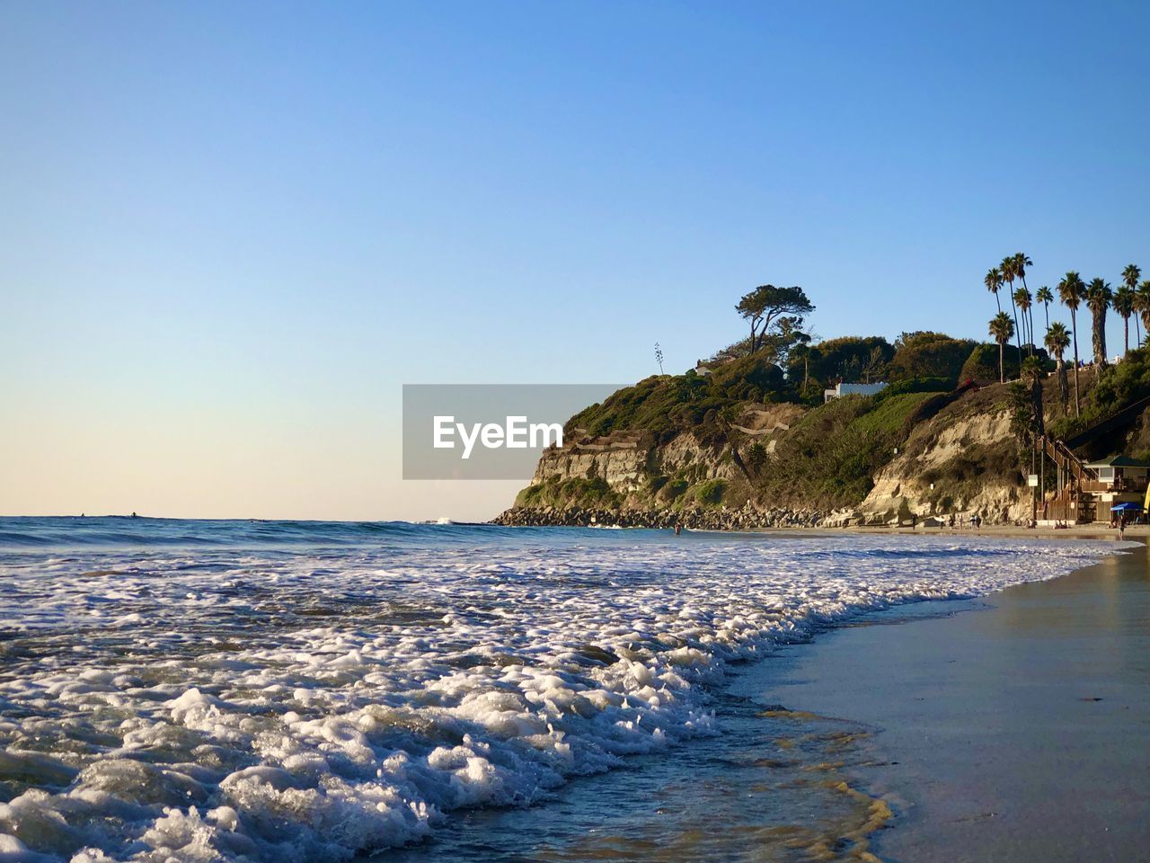 Scenic view of sea against clear blue sky at san diego beach
