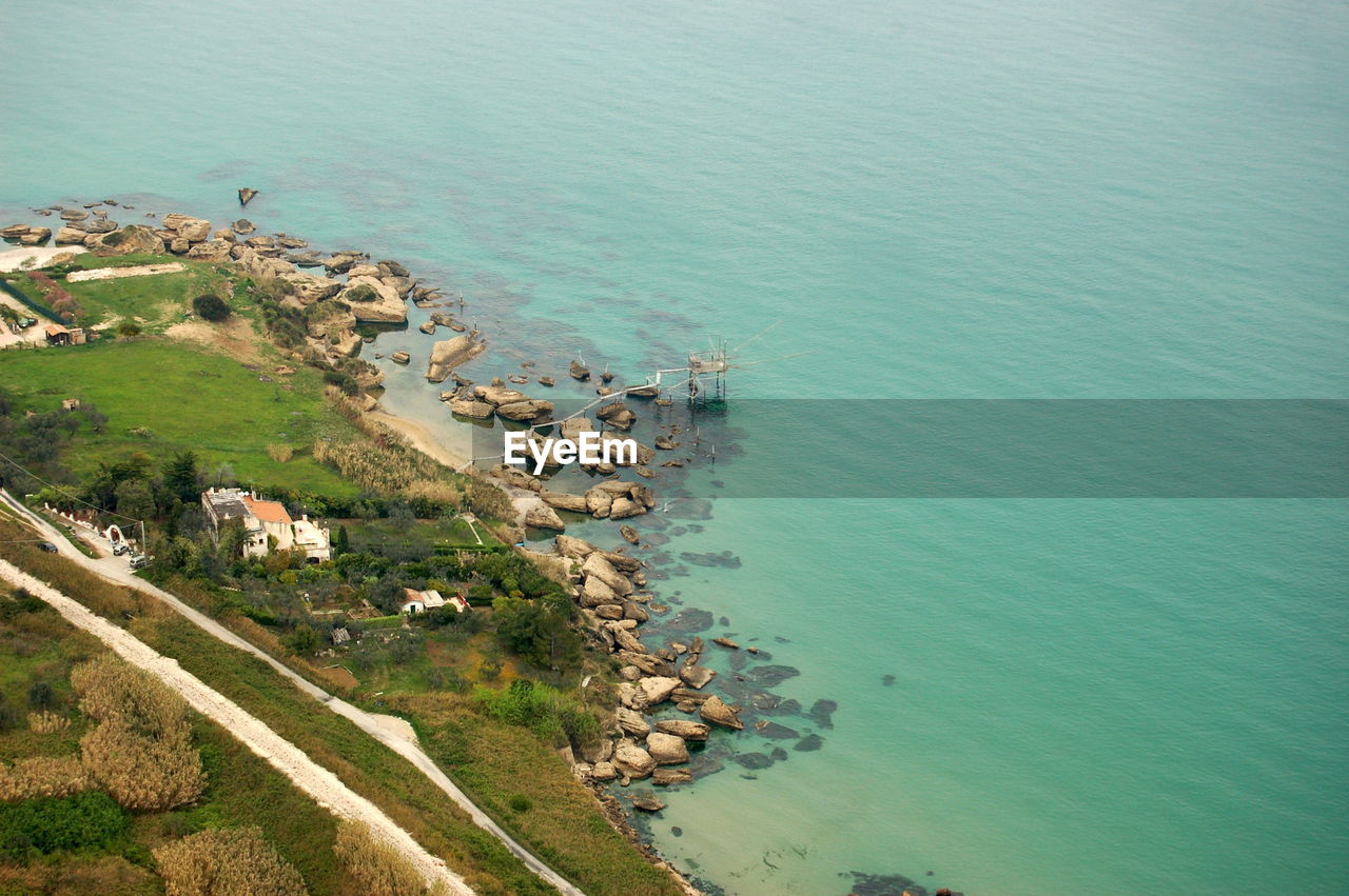 High angle view of beach