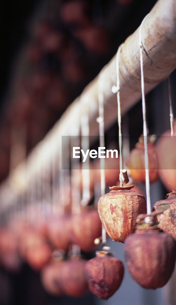 Dried fruits hanging on pole