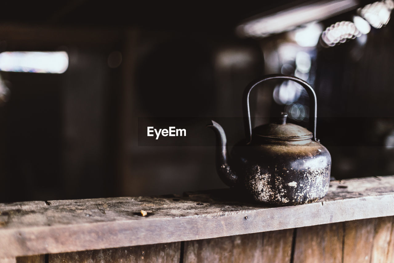 Close-up of teapot on table