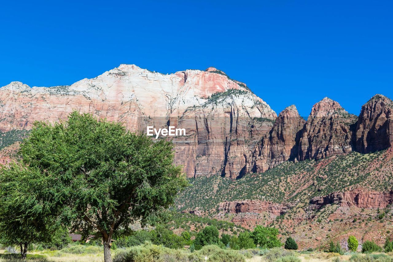 PANORAMIC VIEW OF LANDSCAPE AGAINST CLEAR BLUE SKY