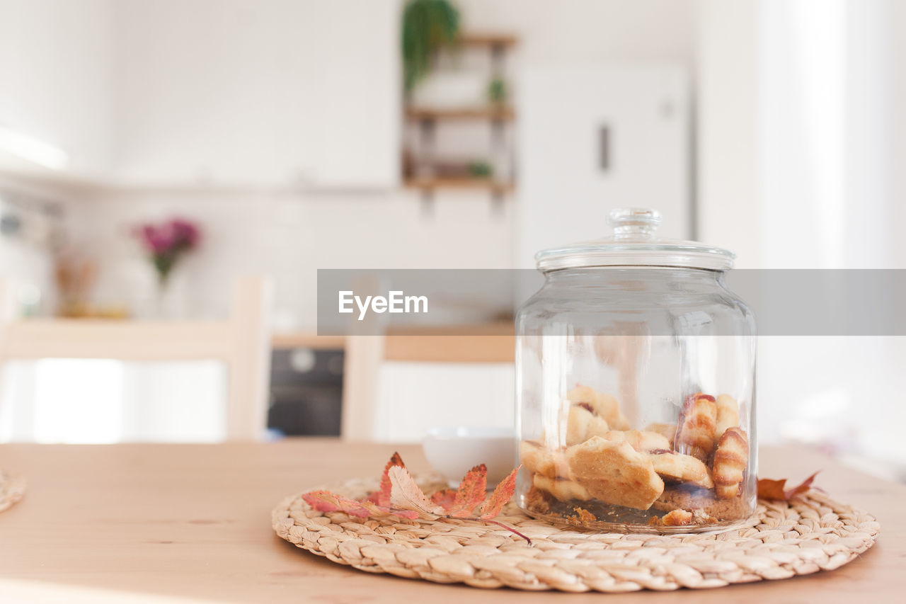 Cookies in a jar on white scandinavian kitchen