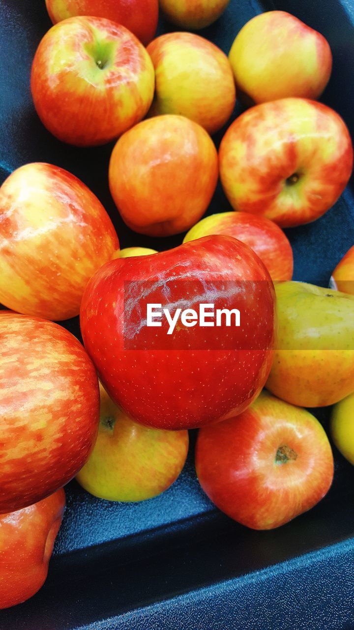 High angle view of apples in market