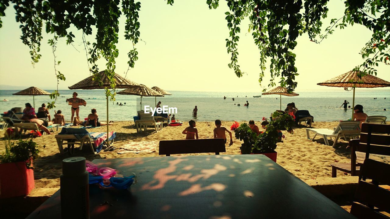 People enjoying at beach