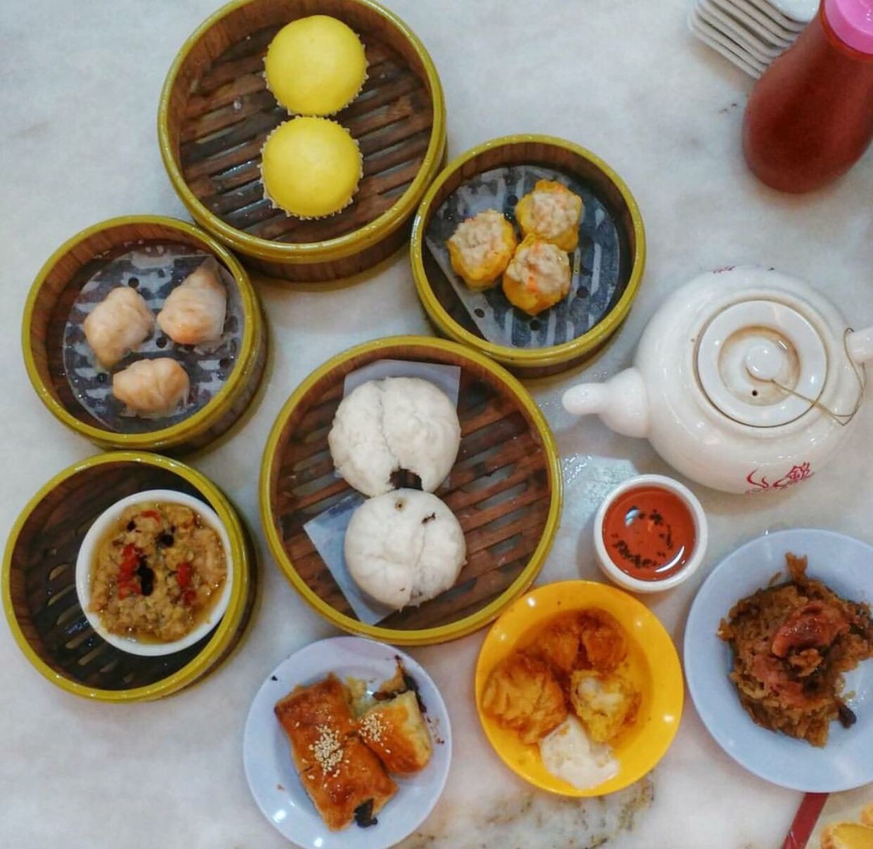 HIGH ANGLE VIEW OF BREAKFAST ON TABLE