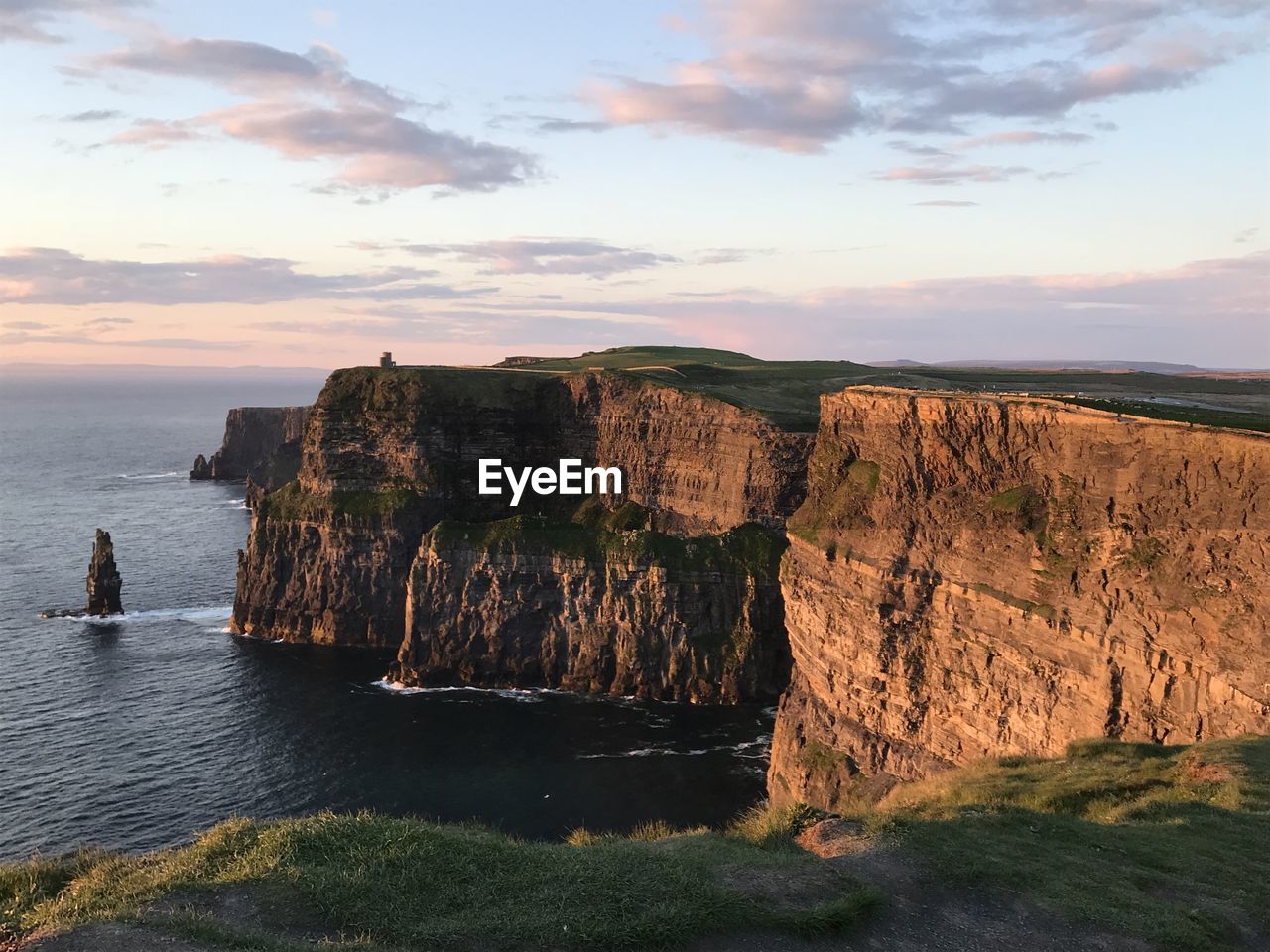 This picture was taken during sunset in the cliffs of moher in ireland.